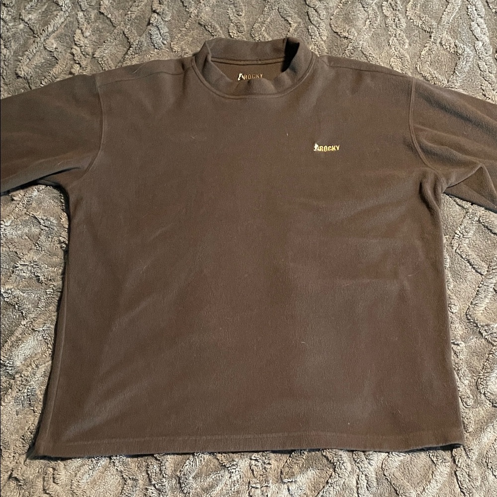 Rocky Dark Brown Mock Neck Fleece Sweatshirt